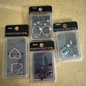 ALL BRAND NEW 4 Pack Bundle PIERCED NATION NIPPLE JEWLERY